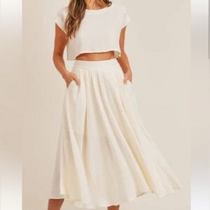 Mable Elegant Cream A-Line Skirt Set - checkered